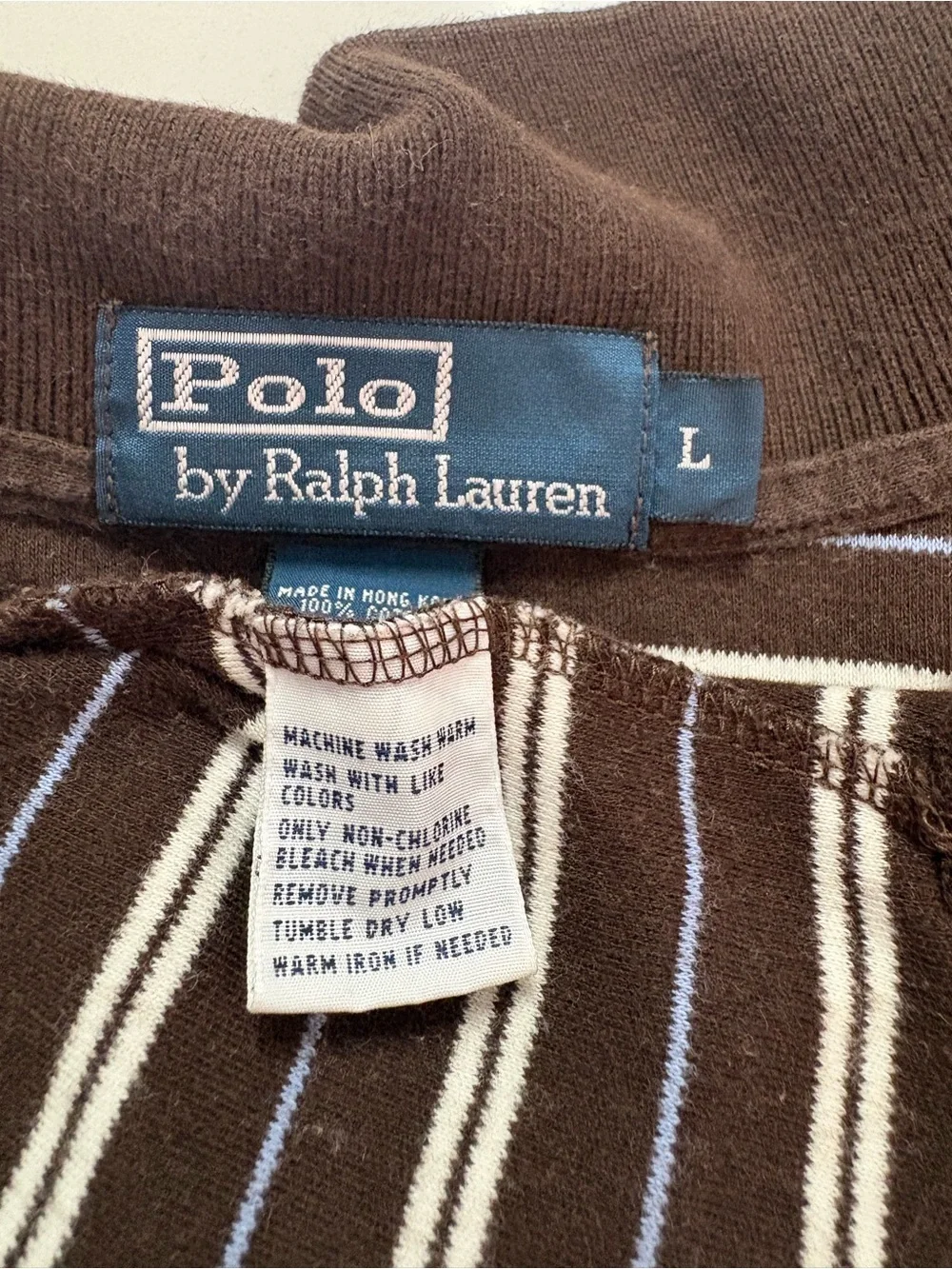 Brown Polo with White Stripe Detail